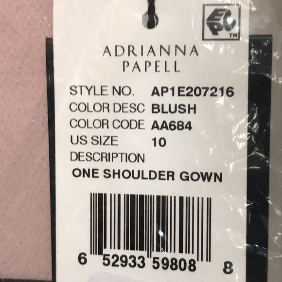 NWT Adrianna Papell Ruffled One Shoulder Gown - Picture 2 of 5